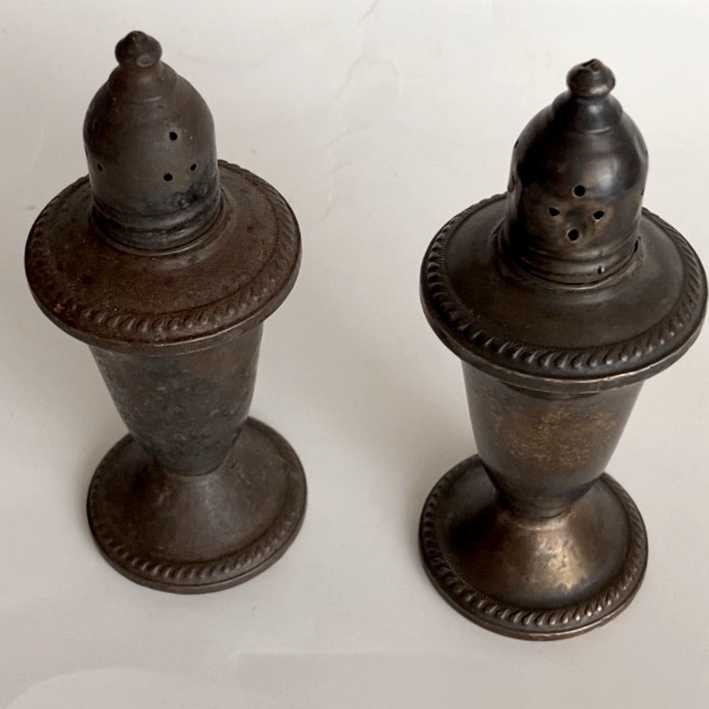 Vintage salt shakers set of 2 sterling silver outer shell salt shakers vintage